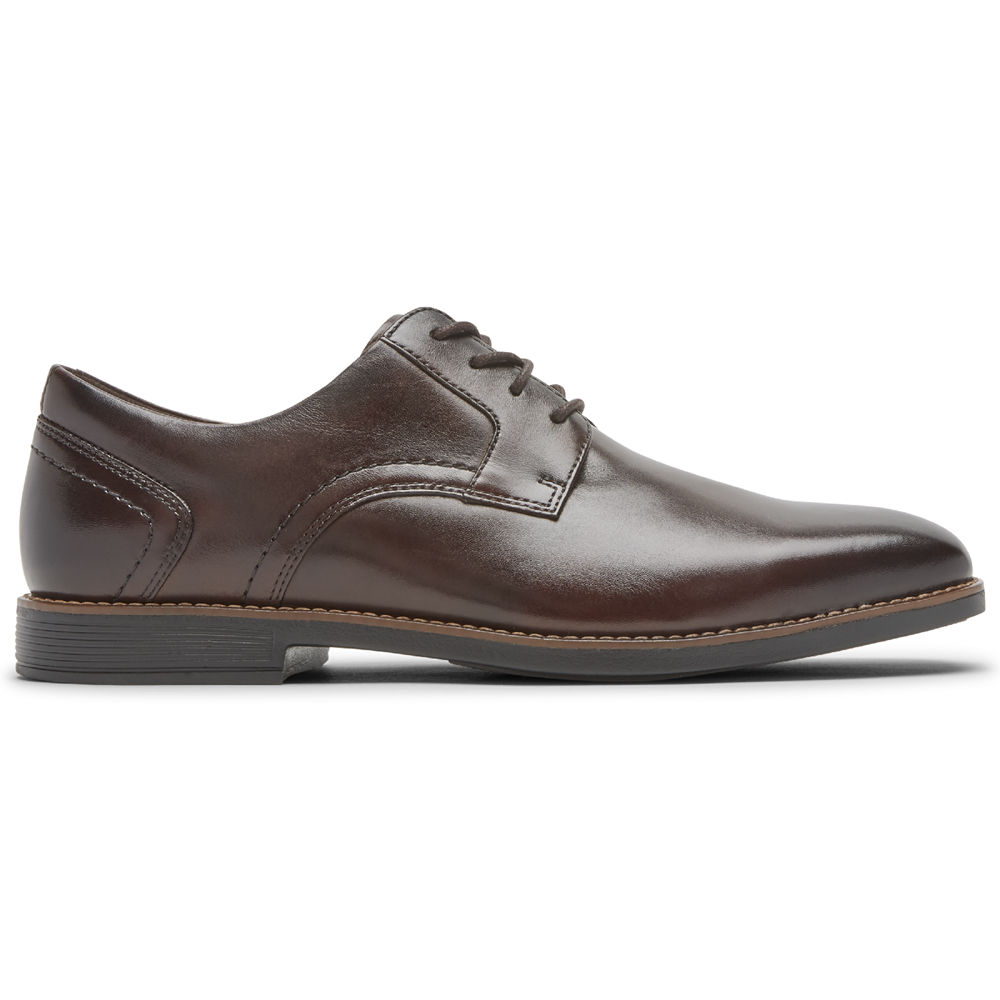 Rockport Singapore Mens Lace Up - Slayter Plain Toe Shoe Dark Brown - FW5608249